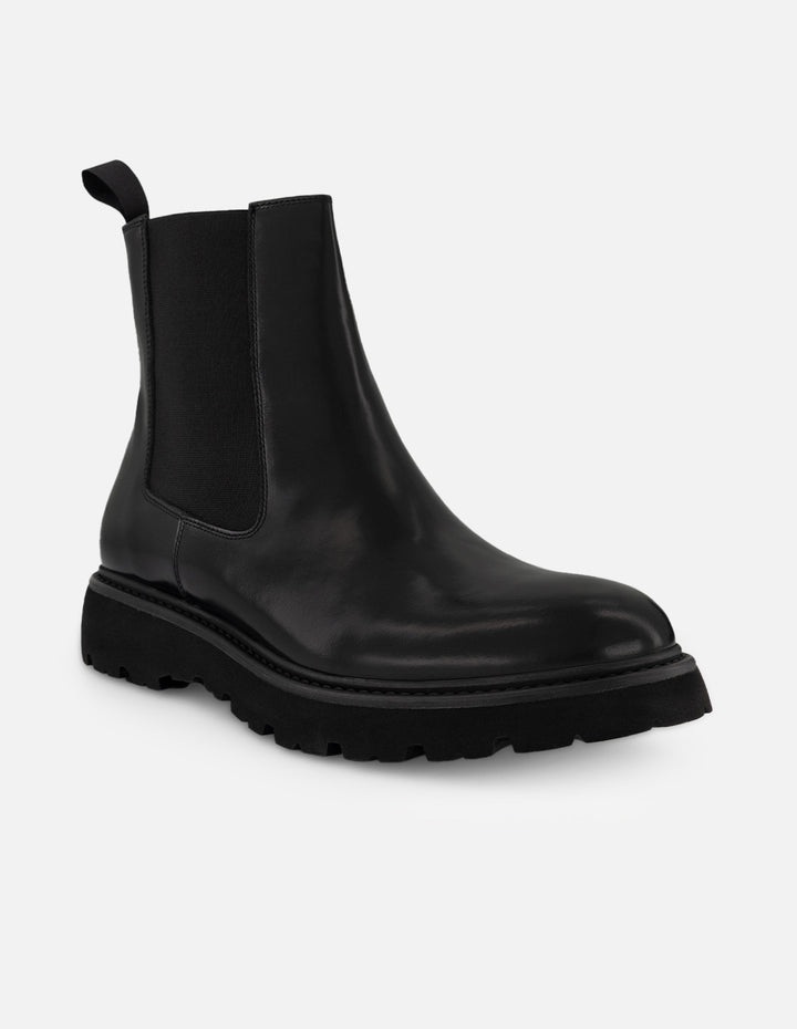 Botines Chelsea negros de piel florantic con acabado brillante para hombre