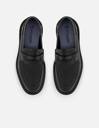 Mocasines negros de piel florantic para hombre con detalle en el empeine