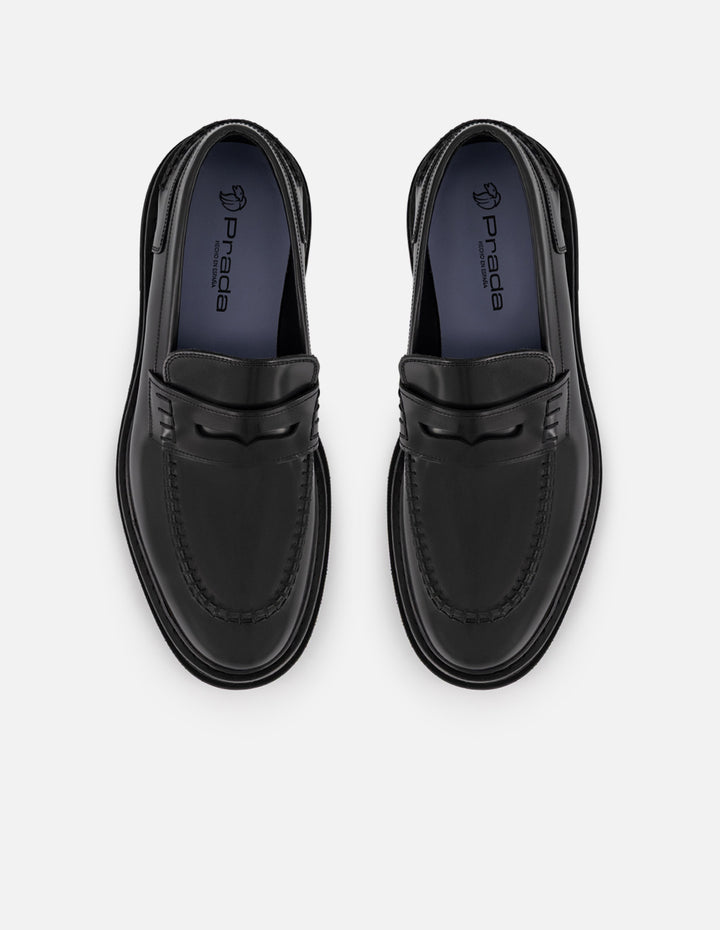 Mocasines negros de piel florantic para hombre con detalle en el empeine
