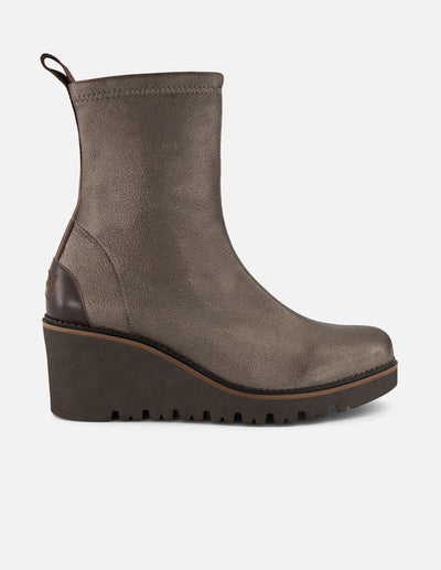 Botines color oro lycra piel con detalle metálico para mujer
