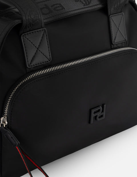 Bolso Bowling negro nylon para mujer con 3 compartimentos