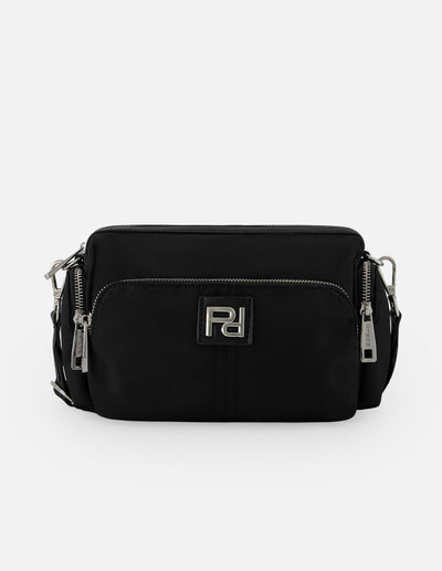 Bandolera negro nylon para mujer con 5 compartimentos