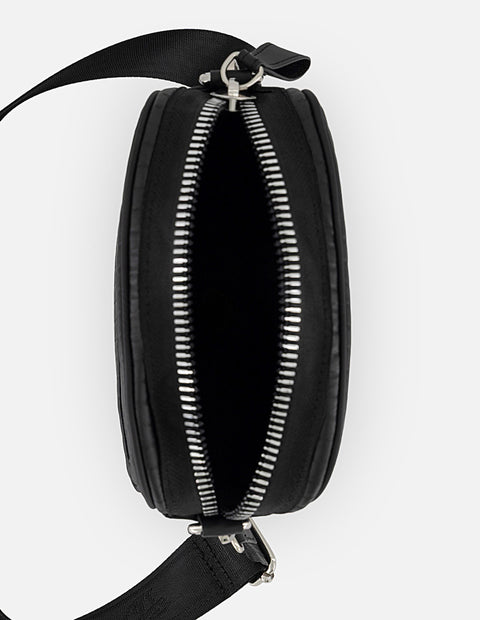 Bandolera negra nylon para hombre con acabado acolchado