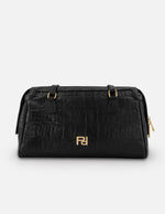 Bolso Bowling negro vegano para mujer con grabado tipo coco