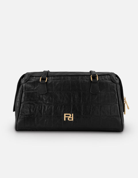 Bolso Bowling negro vegano para mujer con grabado tipo coco