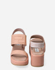 Sandalia de plataforma en piel bombeada color nude