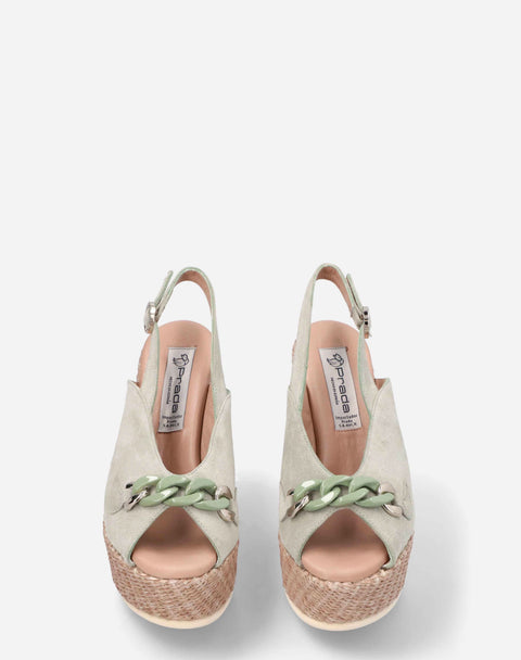 Sandalia peep toe con plataforma en ante color verde