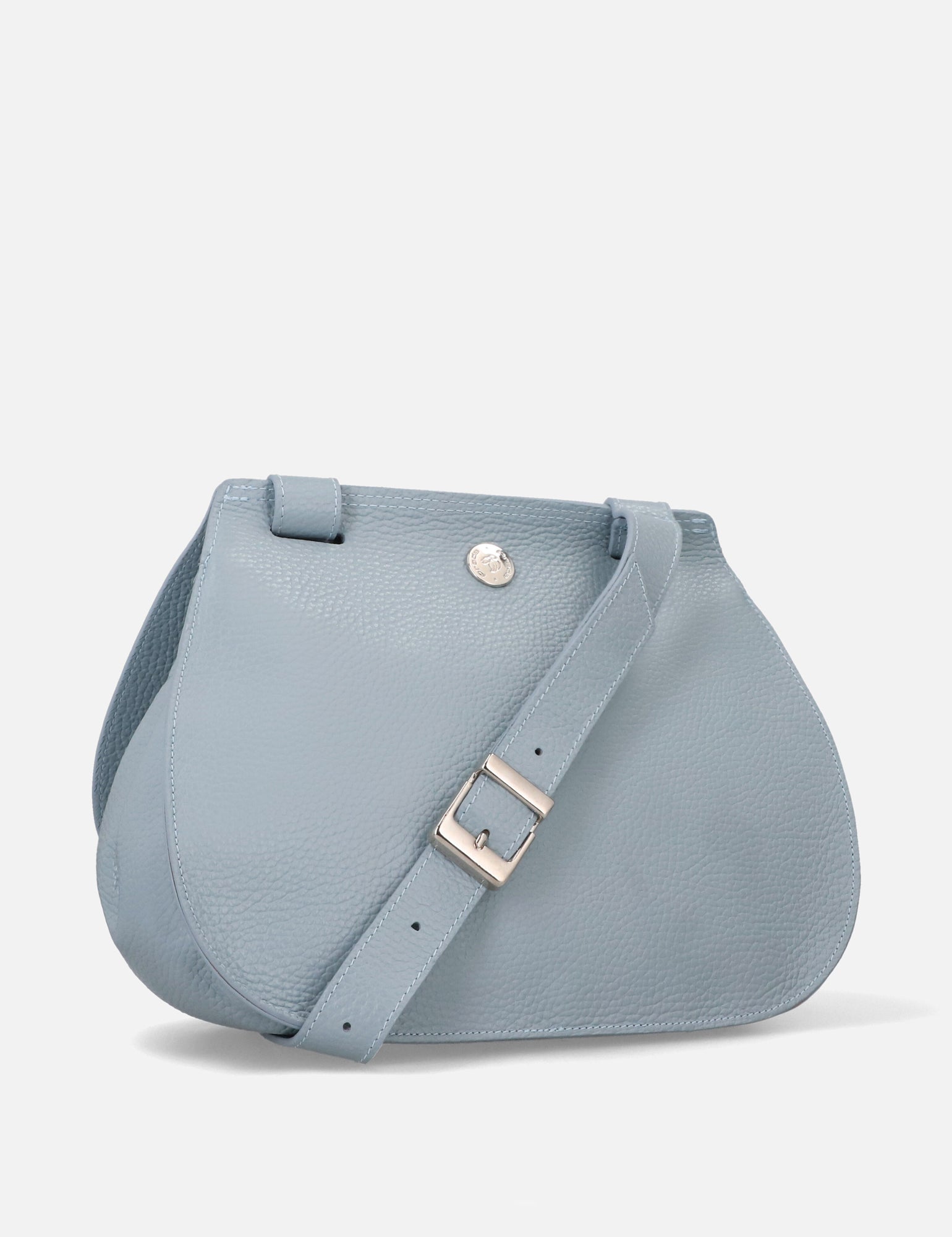 Bolso satchel en piel bombeada color azul