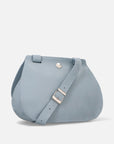 Bolso satchel en piel bombeada color azul