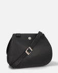 Bolso satchel en piel bombeada color negro