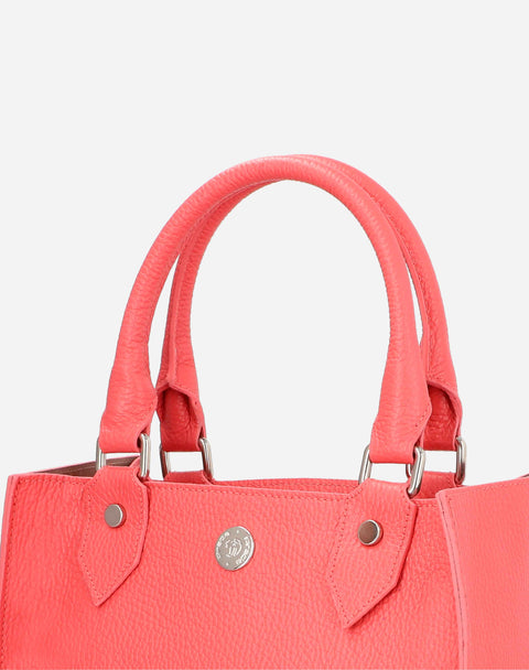 Minbolso Tote en piel bombeada color coral