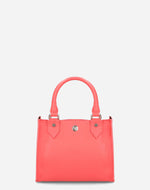 Minbolso Tote en piel bombeada color coral