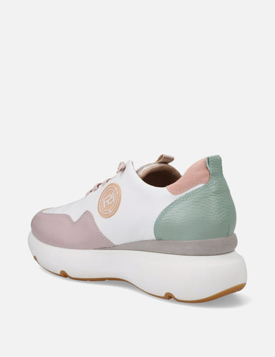 Tenis en piel bicolor con suela de goma