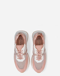 Tenis en piel con rejilla color nude