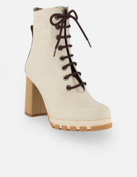 Botín de piel bombeada en color hielo para mujer