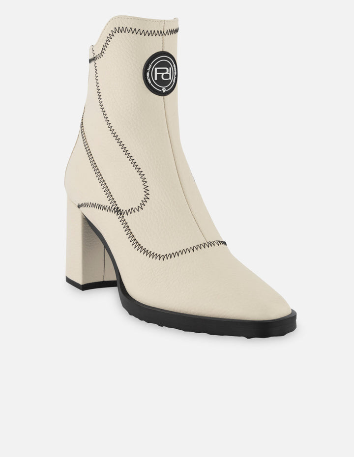 Botín casual de piel color blanco para mujer con detalle Pd