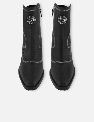 Botín casual de piel color negro para mujer con detalle Pd