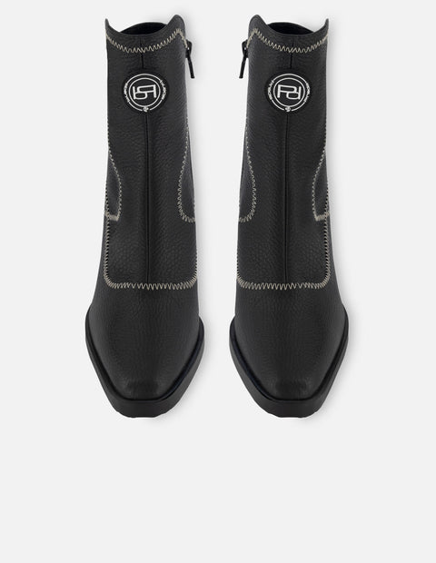 Botín casual de piel color negro para mujer con detalle Pd