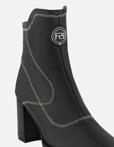 Botín casual de piel color negro para mujer con detalle Pd