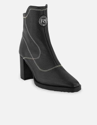 Botín casual de piel color negro para mujer con detalle Pd