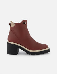 Botín de piel para mujer color rojo con grabado Pd