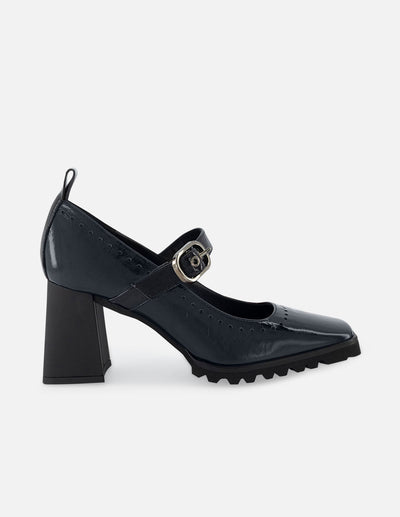 Zapatilla con pulsera de piel tipo mercedes color azul para mujer