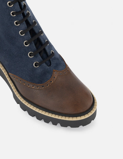 Chelsea de ante para mujer color azul con detalle bicolor