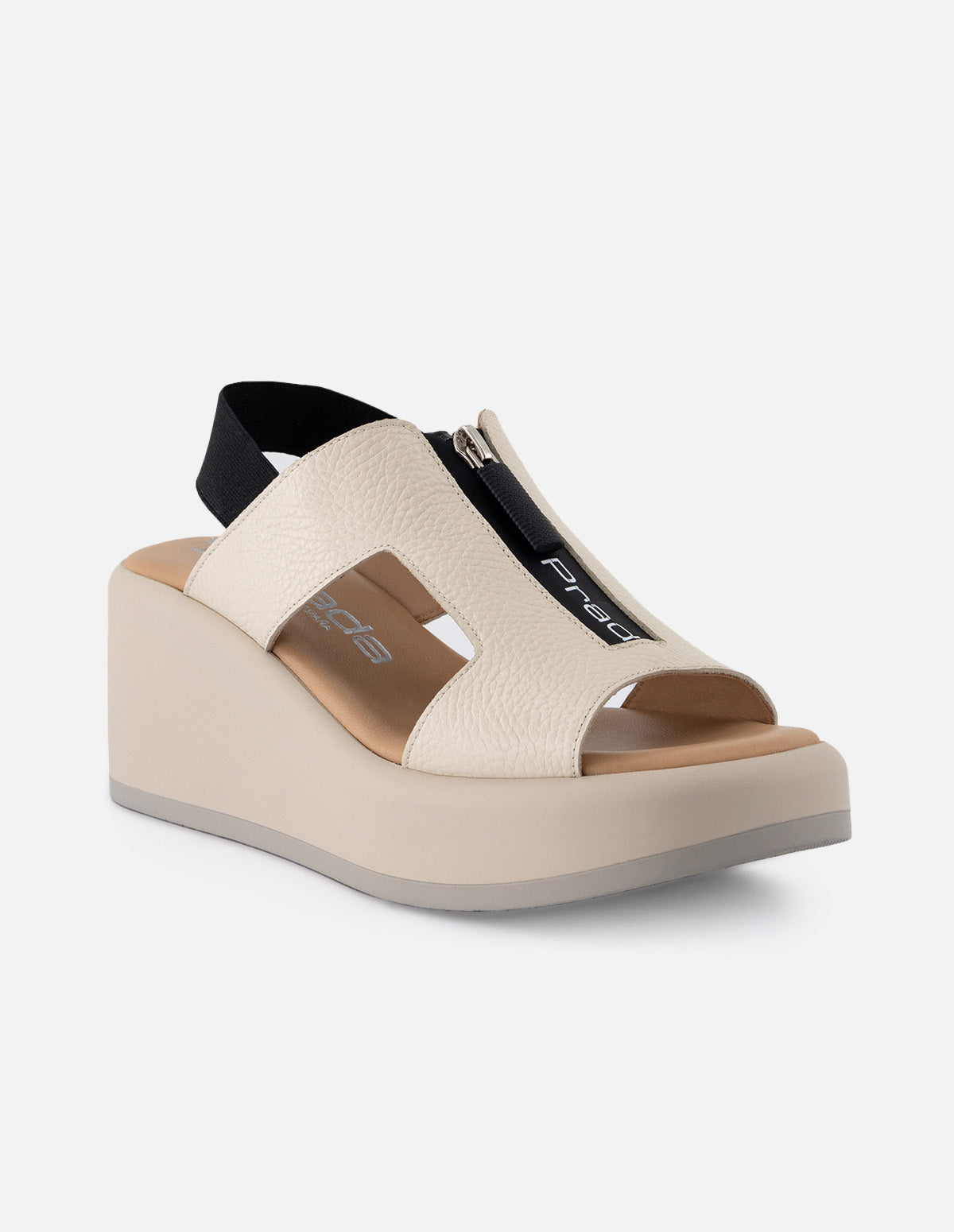 Sandalias de piel para mujer color hueso con cierre decorativo