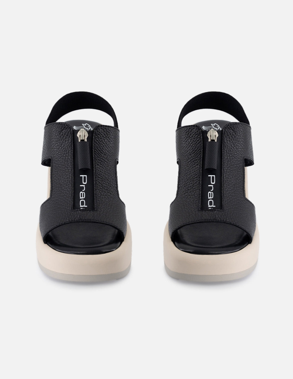 Sandalias de piel para mujer color negro con cierre decoratico