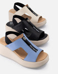 Sandalias de piel para mujer color negro con cierre decoratico