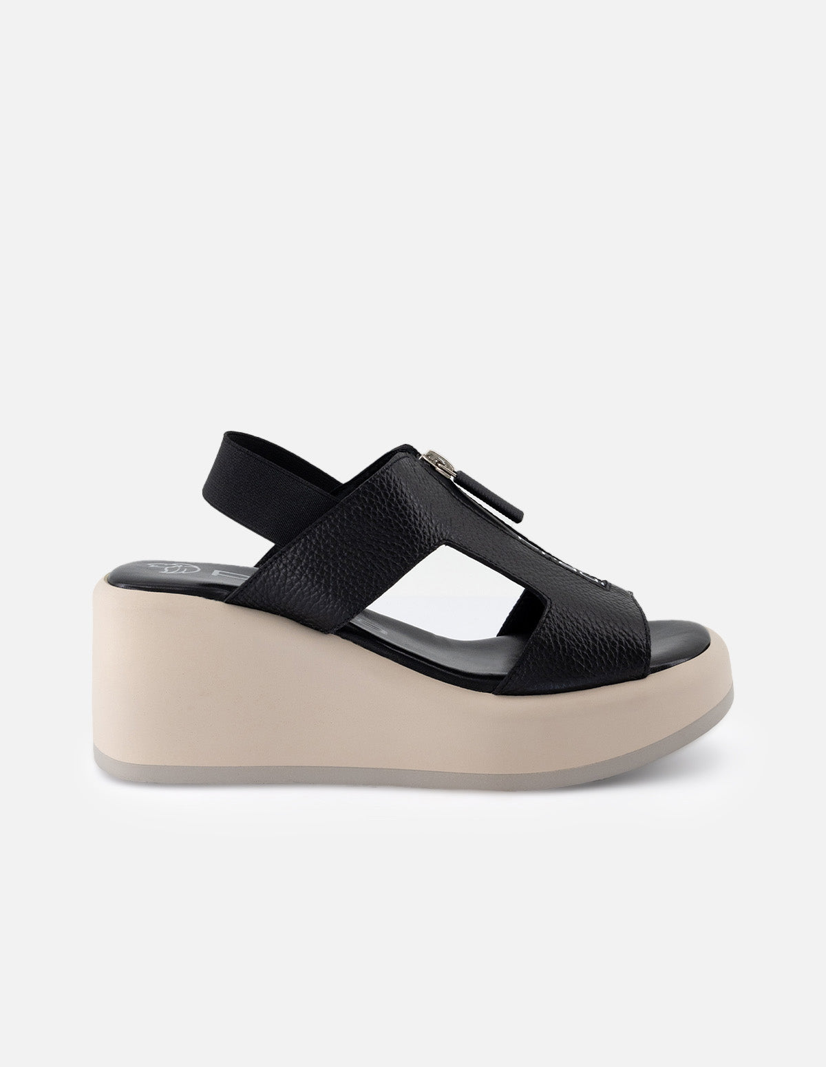 Sandalias de piel para mujer color negro con cierre decoratico