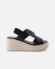 Sandalias de piel para mujer color negro con cierre decoratico