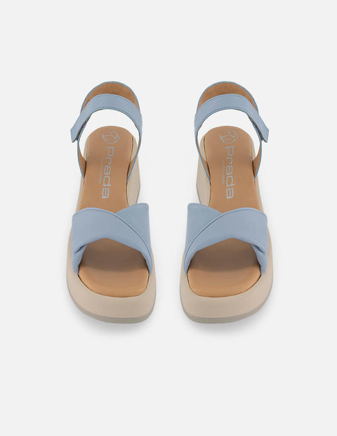 Sandalias azules en piel para mujer con plantilla ultra cómoda