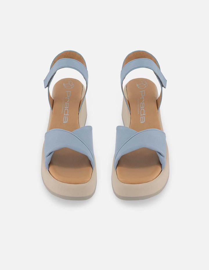 Sandalias azules en piel para mujer con plantilla ultra cómoda