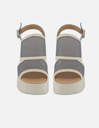 Sandalias azul reja para mujer con tiras anchas combinadas