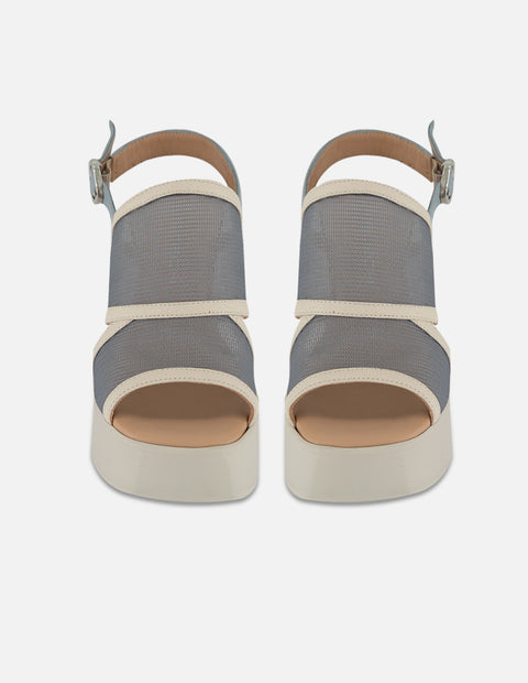 Sandalias azul reja para mujer con tiras anchas combinadas