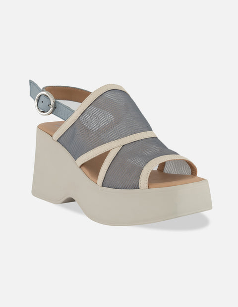 Sandalias azul reja para mujer con tiras anchas combinadas