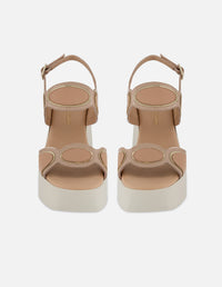 Sandalias nude piel para mujer con tiras geométricas