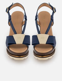 Sandalias azul piel para mujer con tiras delgadas