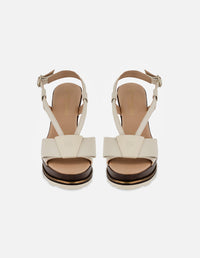 Sandalias blanco piel para mujer con tiras delgadas