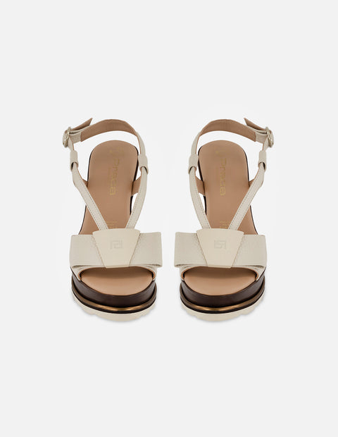 Sandalias blanco piel para mujer con tiras delgadas