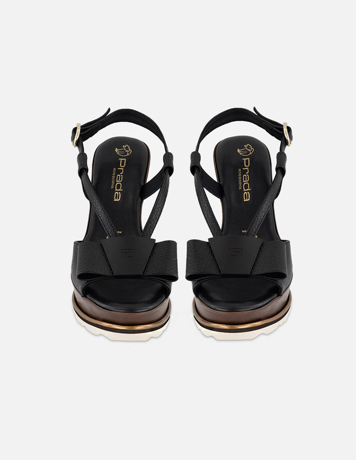 Sandalias negro piel para mujer con tiras delgadas