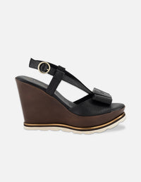 Sandalias negro piel para mujer con tiras delgadas