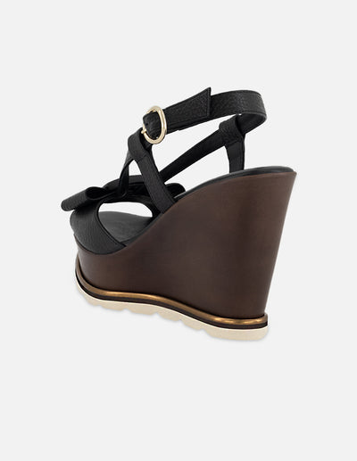 Sandalias negro piel para mujer con tiras delgadas