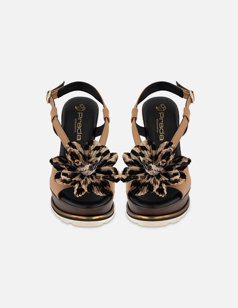 Sandalias animal print piel textil para mujer con tiras finas