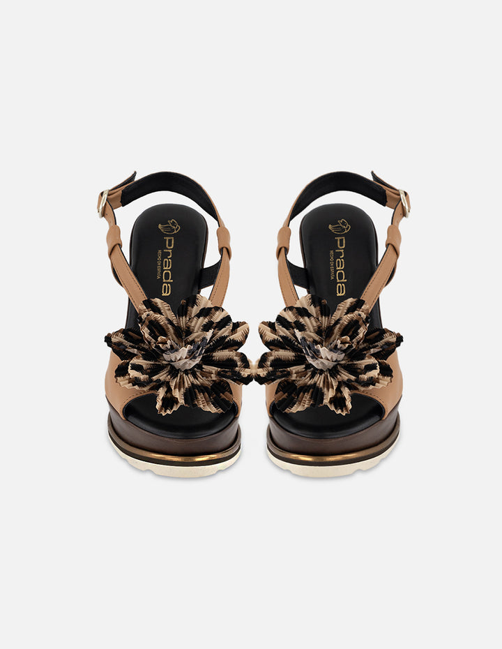 Sandalias animal print piel textil para mujer con tiras finas