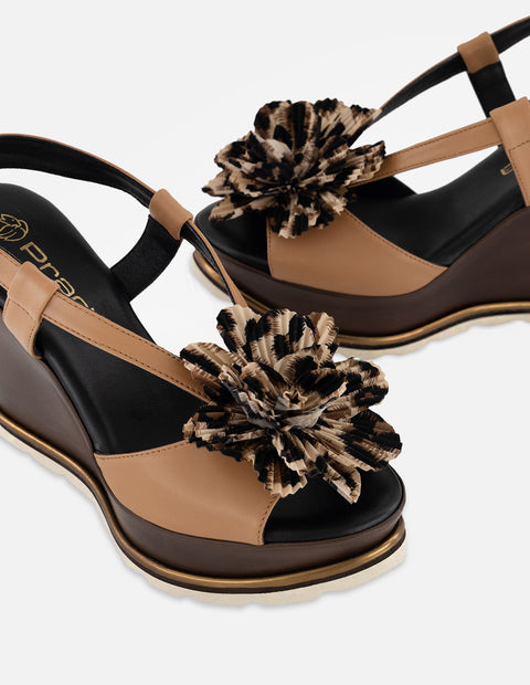 Sandalias animal print piel textil para mujer con tiras finas