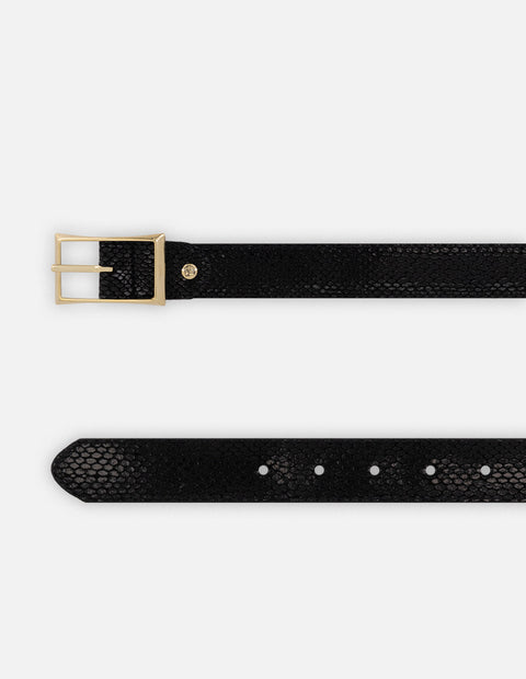 Cinturón negro piel tipo serpiente para mujer con reversible