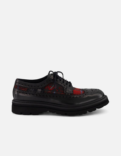 Zapato Blucher negro de piel y textil para hombre