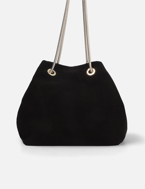 Bolso bombonera en ante color negro